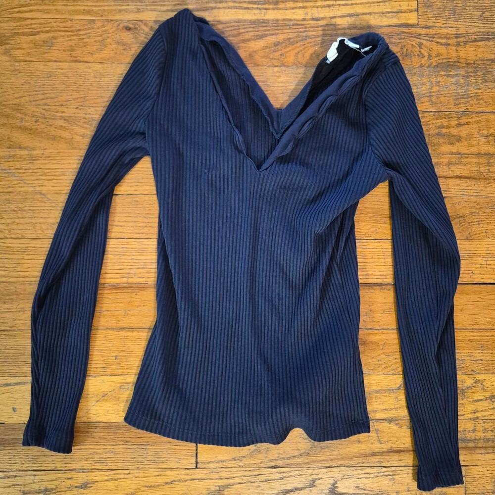 Naf naf paris ribbed deep v neck top
